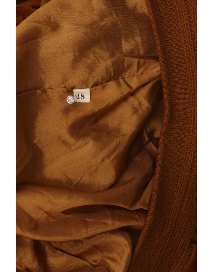 Gara Mens Suede Bomber Jacket IT 48 Medium Beige Leather
