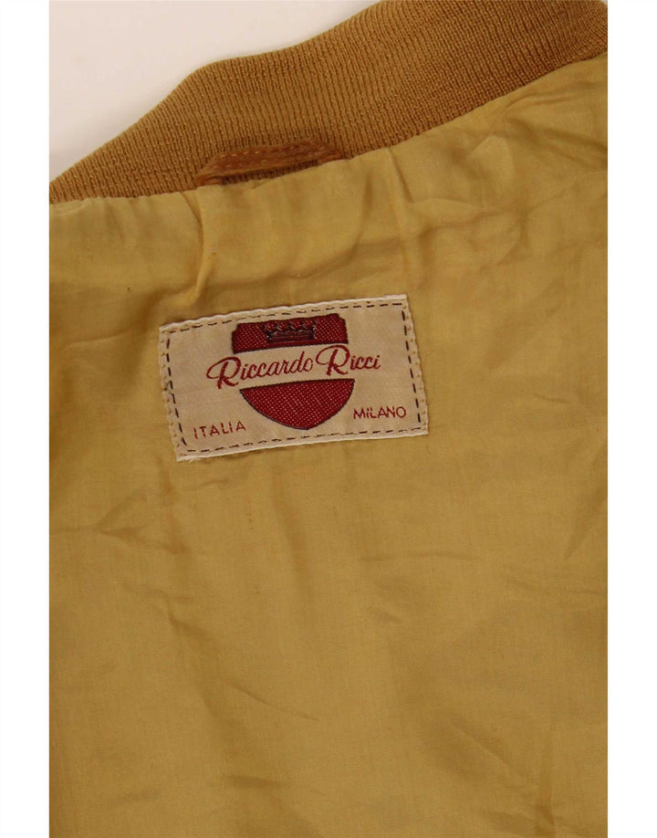 Vintage Mens Suede Bomber Jacket UK 40 Large Beige