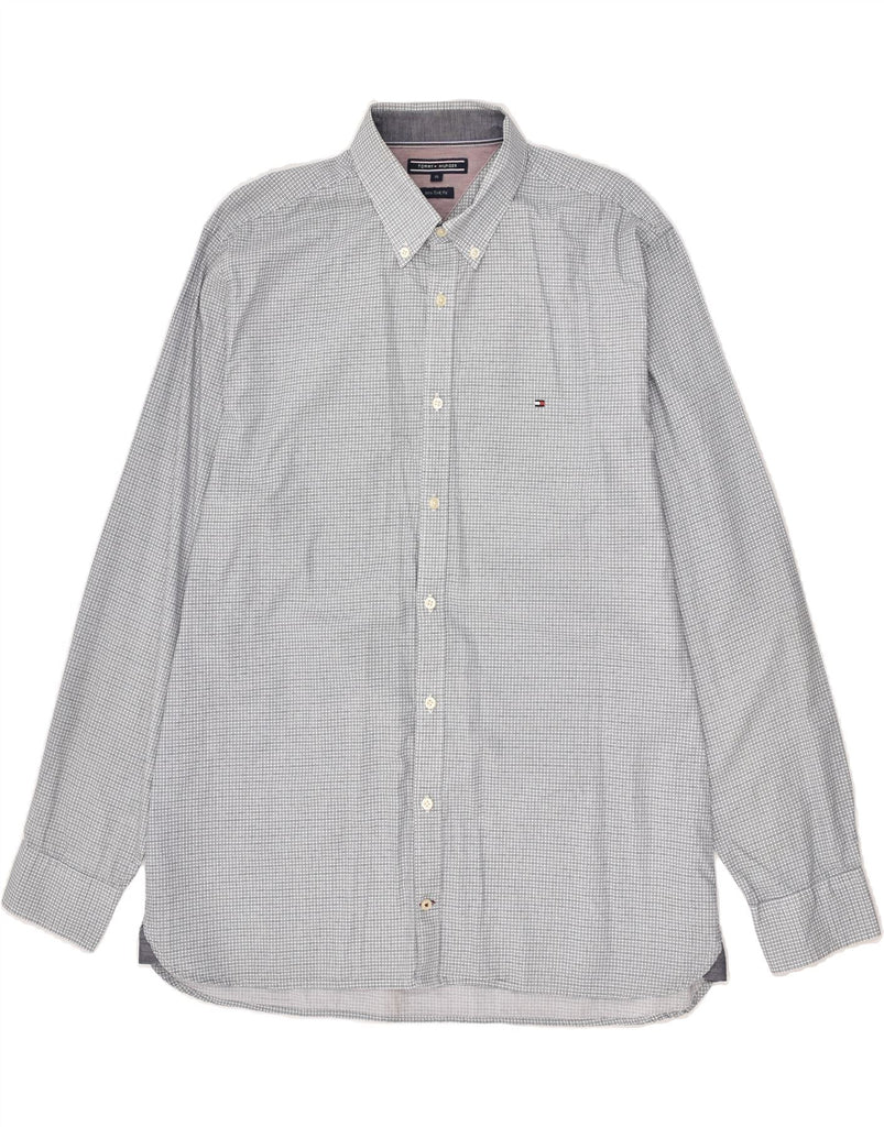 TOMMY HILFIGER Mens New York Fit Shirt XL Grey Spotted Cotton | Vintage Tommy Hilfiger | Thrift | Second-Hand Tommy Hilfiger | Used Clothing | Messina Hembry 