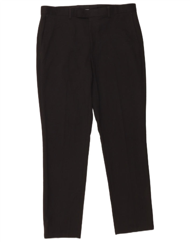 Marks & Spencer Mens Slim Suit Trousers W34 L31 Black Polyester