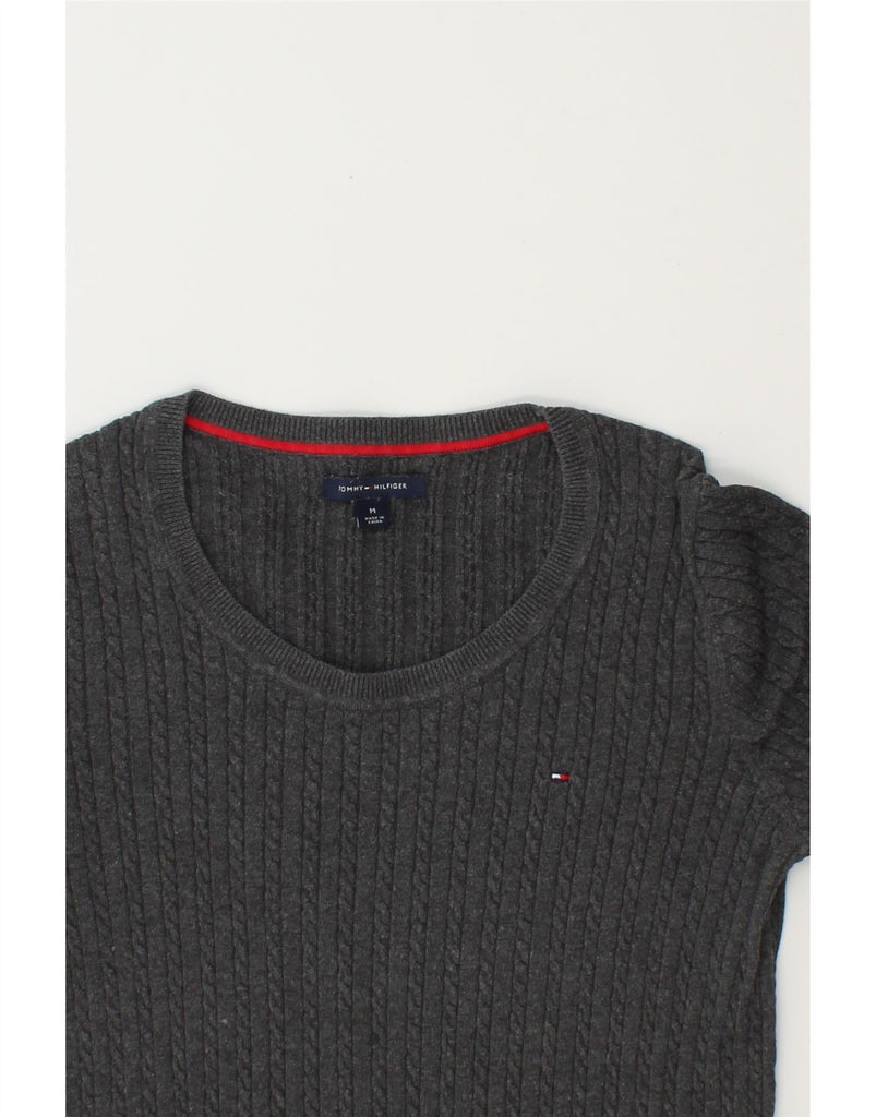 TOMMY HILFIGER Womens Crew Neck Jumper Sweater UK 12 Medium Grey Vintage Tommy Hilfiger and Second-Hand Tommy Hilfiger from Messina Hembry 