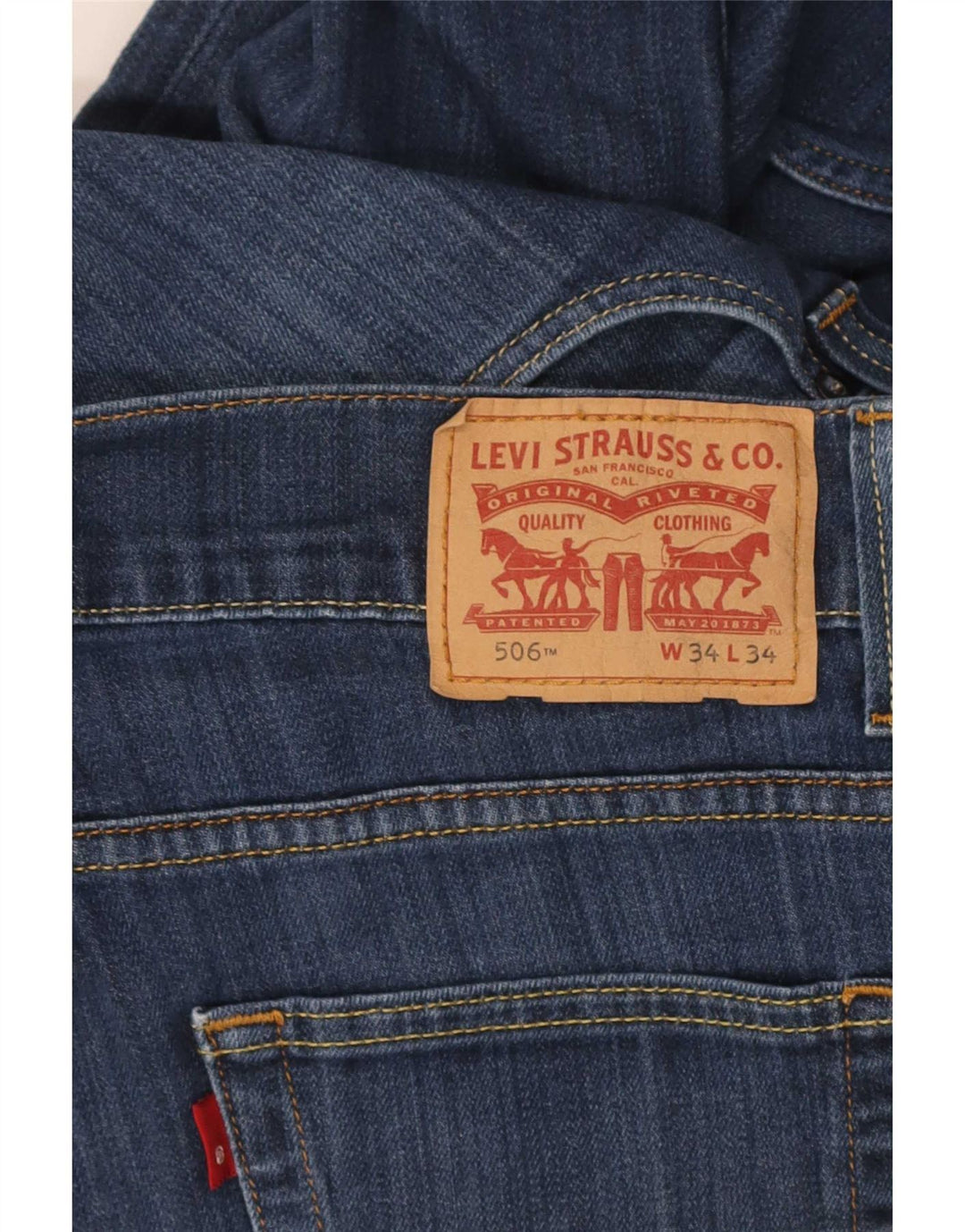 Levi's Mens 506 Straight Jeans W34 L34 Blue Cotton