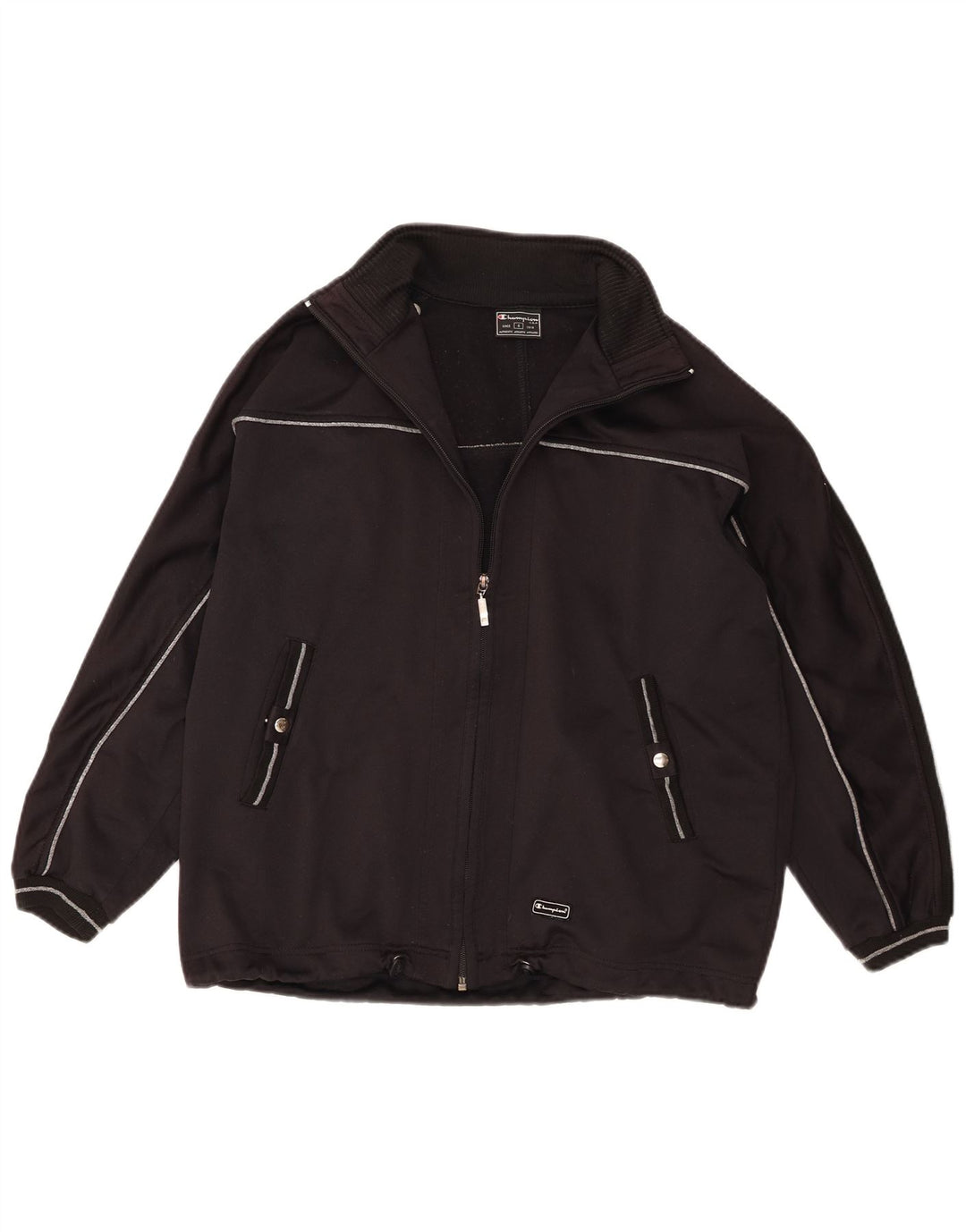 Champion Womens Oversized Tracksuit Top Jacket UK 10 Small Black Polyester