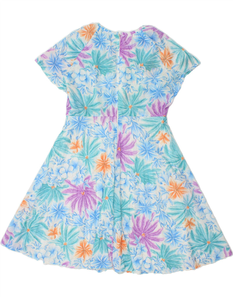 VINTAGE Womens A-Line Dress UK 12 Medium Blue Floral Vintage Vintage and Second-Hand Vintage from Messina Hembry 