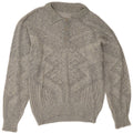 Vintage Mens Polo Neck Jumper Sweater Large Grey Geometric