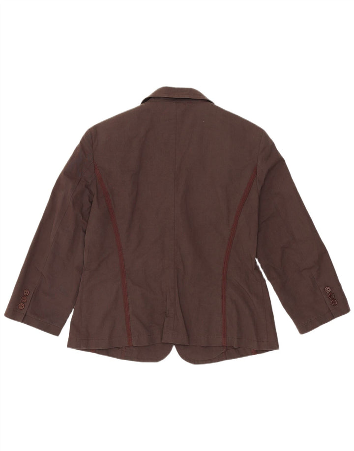 Marella Womens 2 Button Blazer Jacket UK 16 Large Brown Cotton