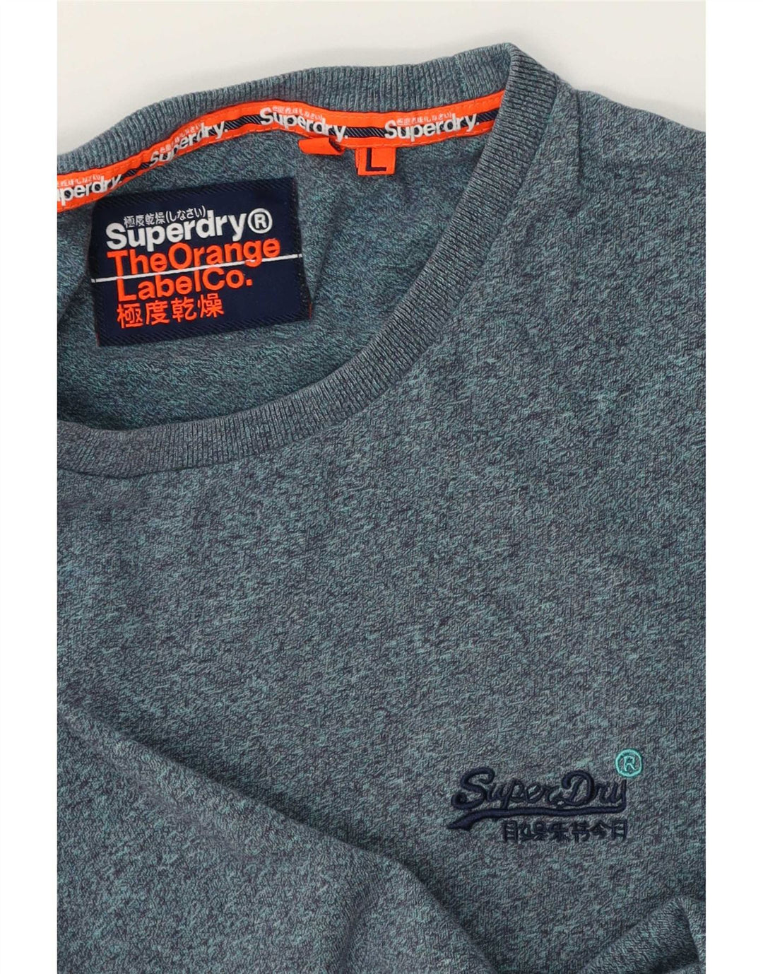 Superdry Mens T-Shirt Top Large Blue Flecked