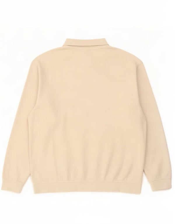Zara Mens Polo Neck Jumper Sweater XL Beige Cotton