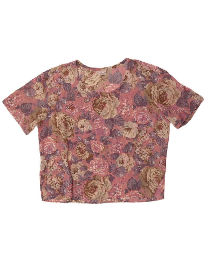 Byblos Womens Oversized Blouse Top IT 44 Medium Pink Floral Polyester