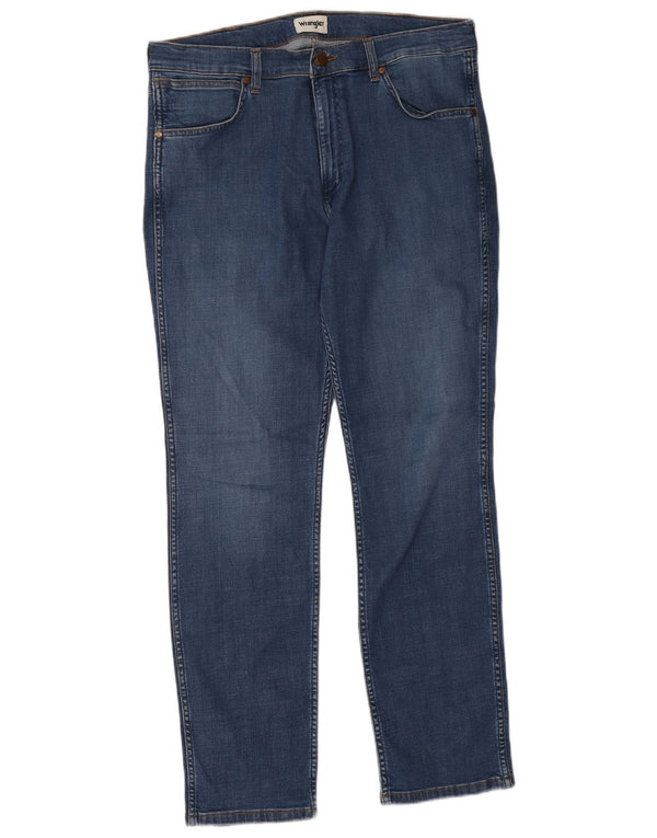 Wrangler Mens Greensboro Straight Jeans W36 L32 Blue Cotton