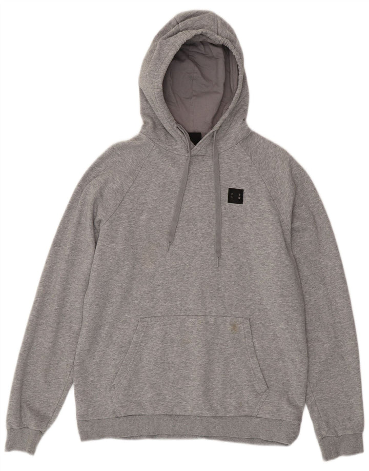 UNDER ARMOUR Mens Hoodie Jumper Large Grey Flecked Cotton