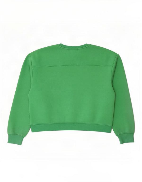 Zara Womens Crop Sweatshirt Jumper UK 16 Large Green Cotton
