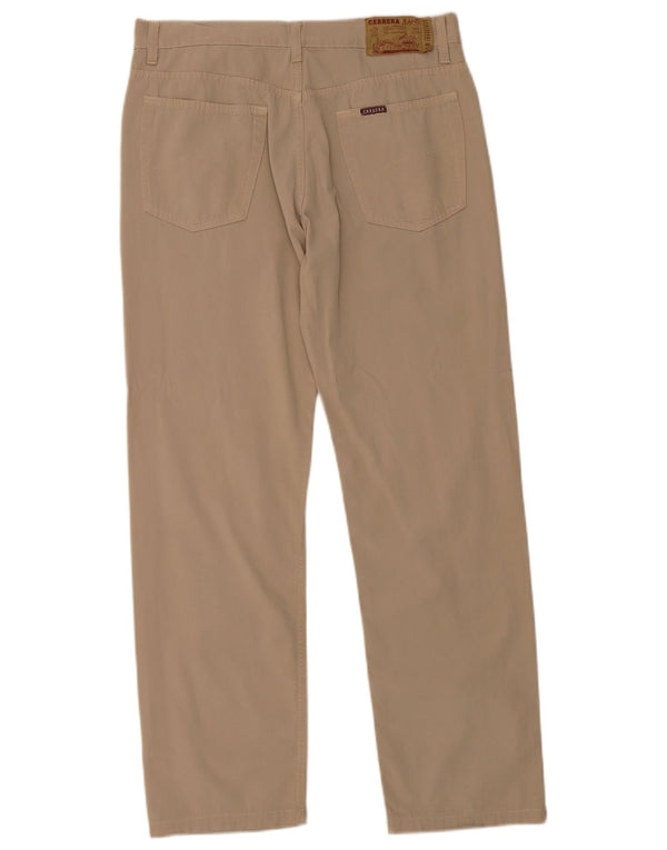 Carrera Mens Straight Casual Trousers W34 L29 Beige Cotton