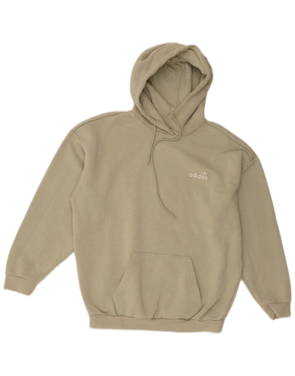 Adidas Womens Graphic Oversized Hoodie Jumper UK 10 Small Khaki Cotton