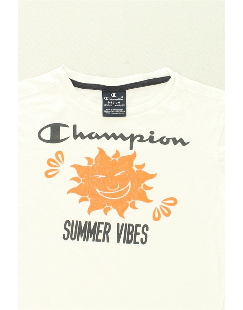 CHAMPION Boys Graphic T-Shirt Top 9-10 Years Medium White Cotton | Vintage Champion | Thrift | Second-Hand Champion | Used Clothing | Messina Hembry 