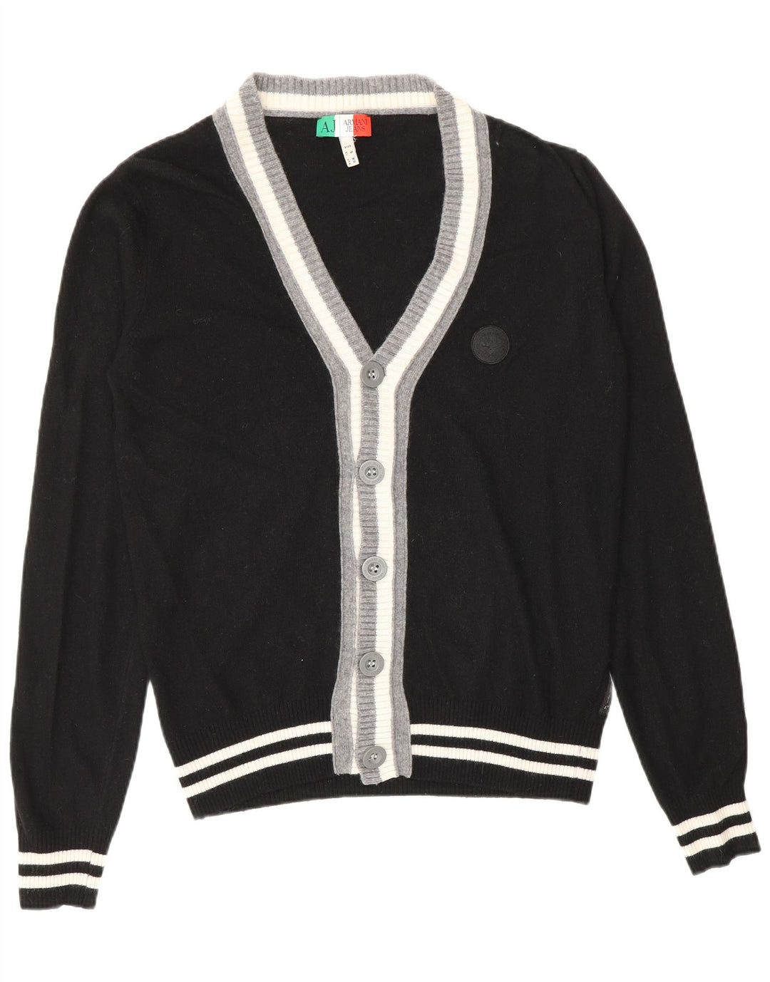 Armani Jeans Mens Cardigan Sweater Small Black Viscose