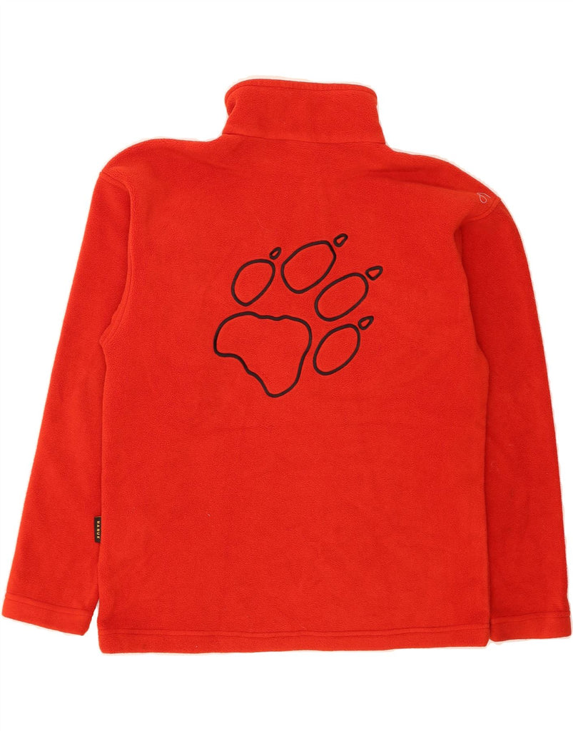 JACK WOLFSKIN Mens Graphic Fleece Jumper Medium Red Polyester Vintage Jack Wolfskin and Second-Hand Jack Wolfskin from Messina Hembry 
