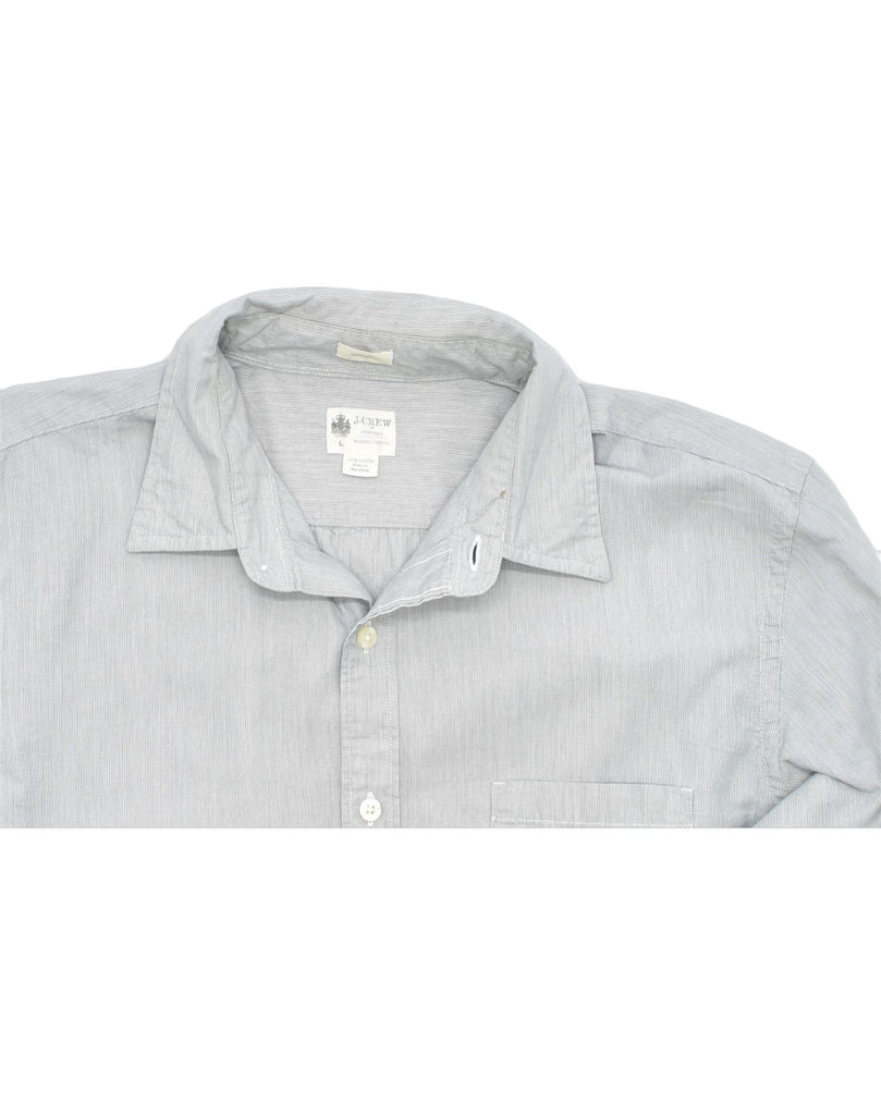 J. CREW Mens Tailored Fit Shirt Large Grey Striped Cotton | Vintage | Thrift | Second-Hand | Used Clothing | Messina Hembry 