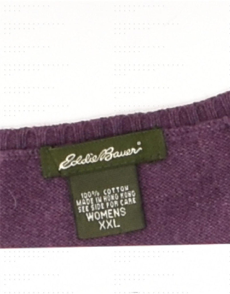 EDDIE BAUER Womens V-Neck Jumper Sweater UK 20 2XL Purple Cotton | Vintage Eddie Bauer | Thrift | Second-Hand Eddie Bauer | Used Clothing | Messina Hembry 