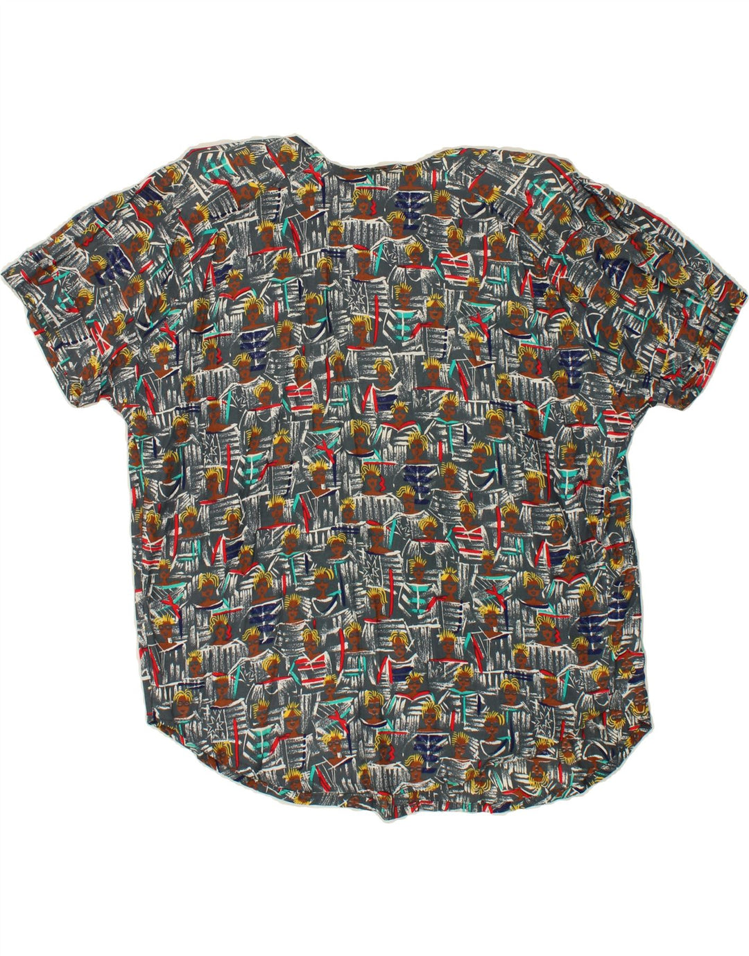 VINTAGE Womens Abstract Pattern Short Sleeve Shirt Blouse UK 18 XL Grey Vintage Vintage and Second-Hand Vintage from Messina Hembry 