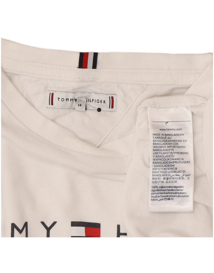 Tommy Hilfiger Boys Graphic Top Long Sleeve 13-14 Years White Cotton