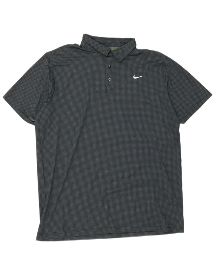 Nike Mens Dri Fit Polo Shirt 4XL Green Spotted Polyester