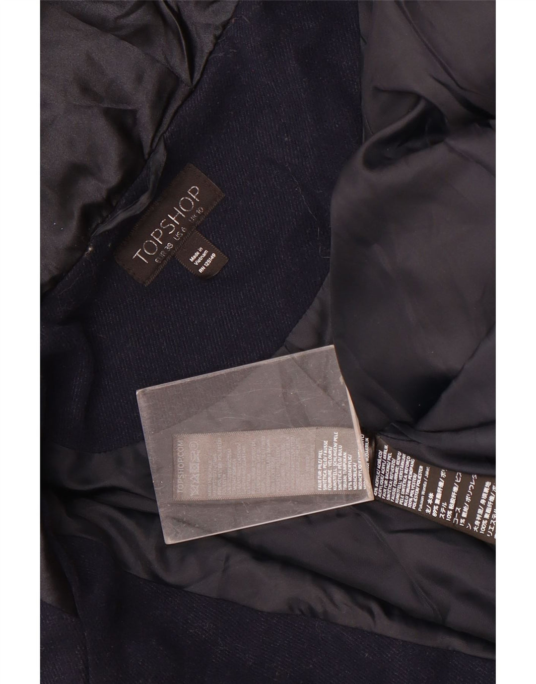 Topshop Womens Hooded Oversized Parka Jacket UK 10 Small Navy Blue