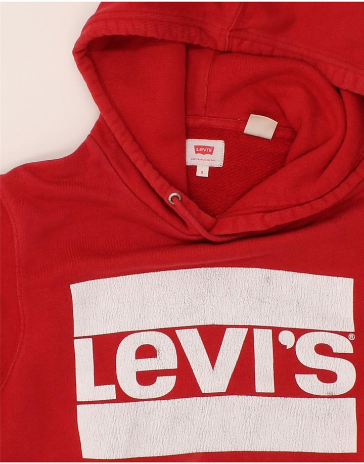 LEVI'S Mens Graphic Hoodie Jumper Small Red Vintage Levi's and Second-Hand Levi's from Messina Hembry 