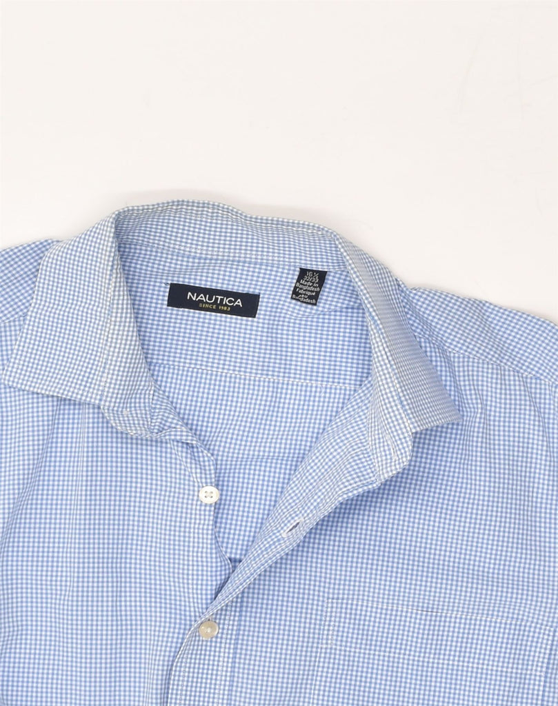 NAUTICA Mens Shirt Size 16 1/2 Large Blue Gingham Cotton | Vintage Nautica | Thrift | Second-Hand Nautica | Used Clothing | Messina Hembry 