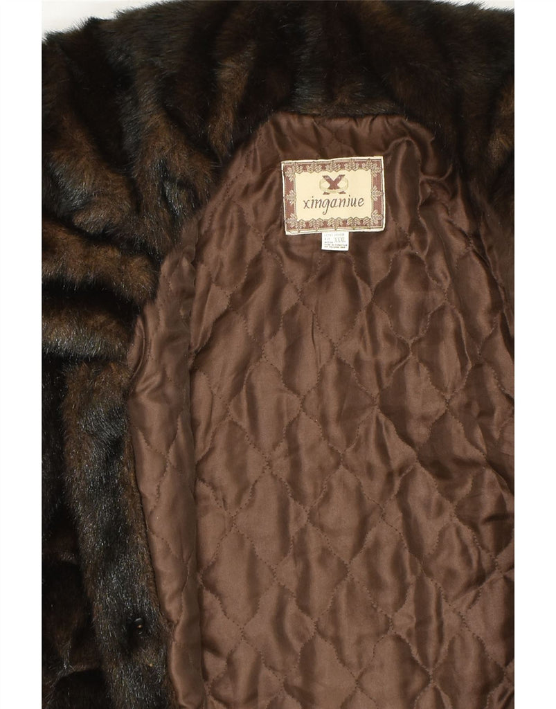 VINTAGE Womens Faux Fur Overcoat UK 22 3XL Brown Polyester | Vintage Vintage | Thrift | Second-Hand Vintage | Used Clothing | Messina Hembry 