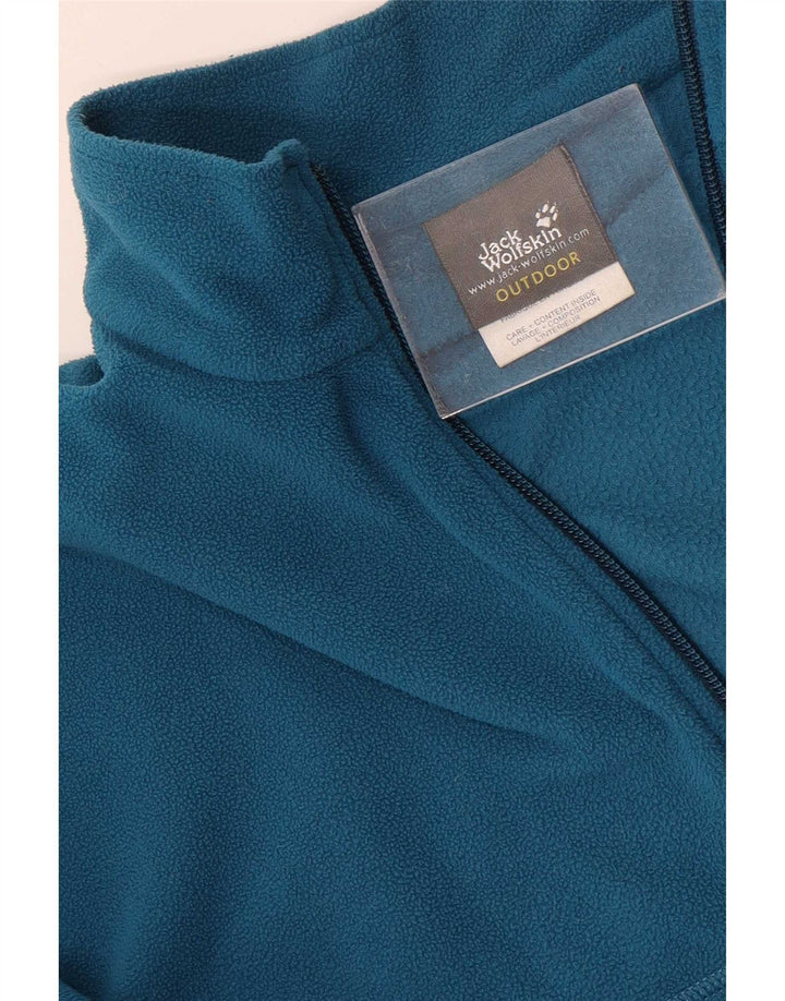 Jack Wolfskin Mens Zip Neck Fleece Jumper UK 36/38 Medium Blue Polyester