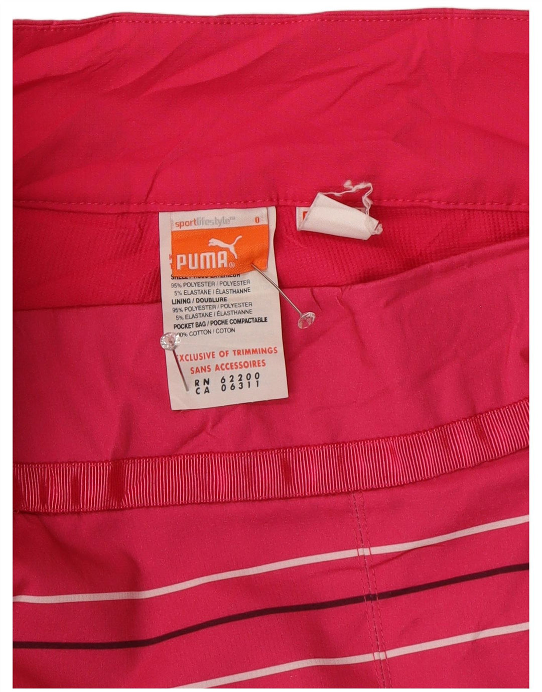 Puma Womens Skort UK 12 Medium Pink Striped Polyester Sports