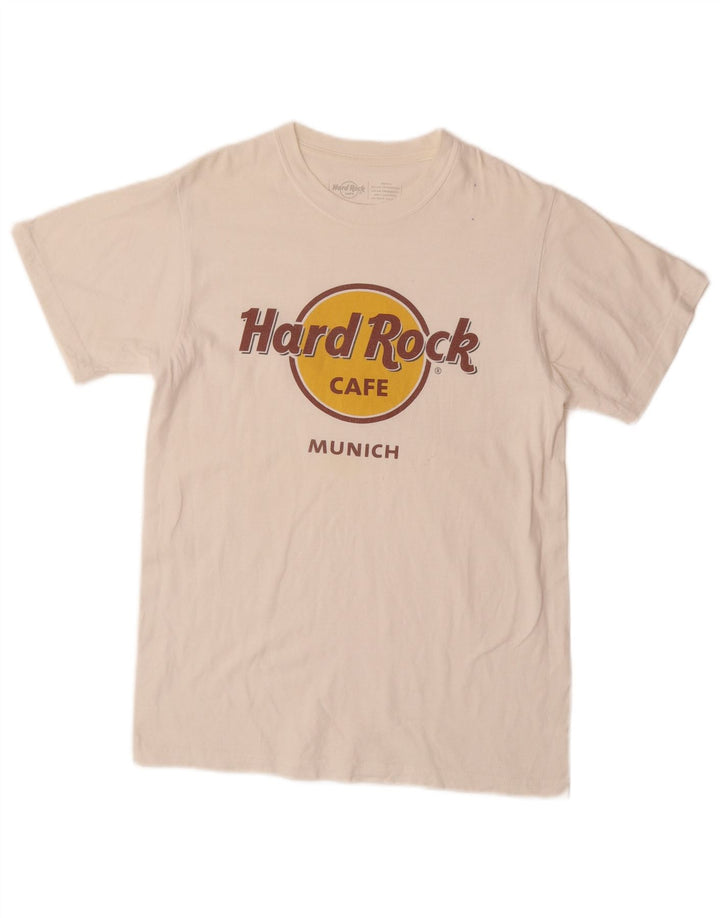HARD ROCK CAFE Mens Munich Graphic T-Shirt Top Small White Cotton