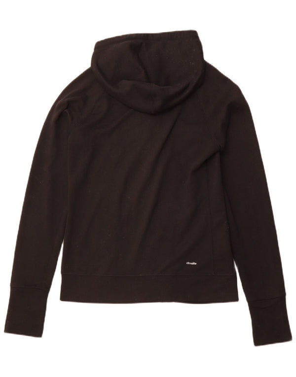 ADIDAS Womens Climalite Zip Hoodie Sweater UK 4/6 XS Black Polyester