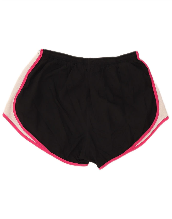 NIKE Womens Dri Fit Sport Shorts UK 14 Large  Black Colourblock