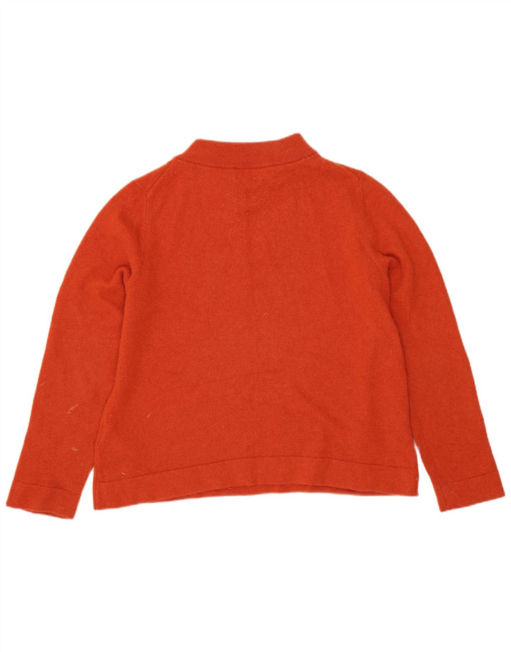 Hobbs Womens Crop Turtle Neck Jumper Sweater UK 16 Large Orange Wool