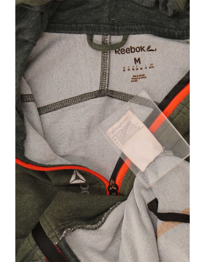 Reebok Mens Zip Hoodie Sweater Medium Green Cotton