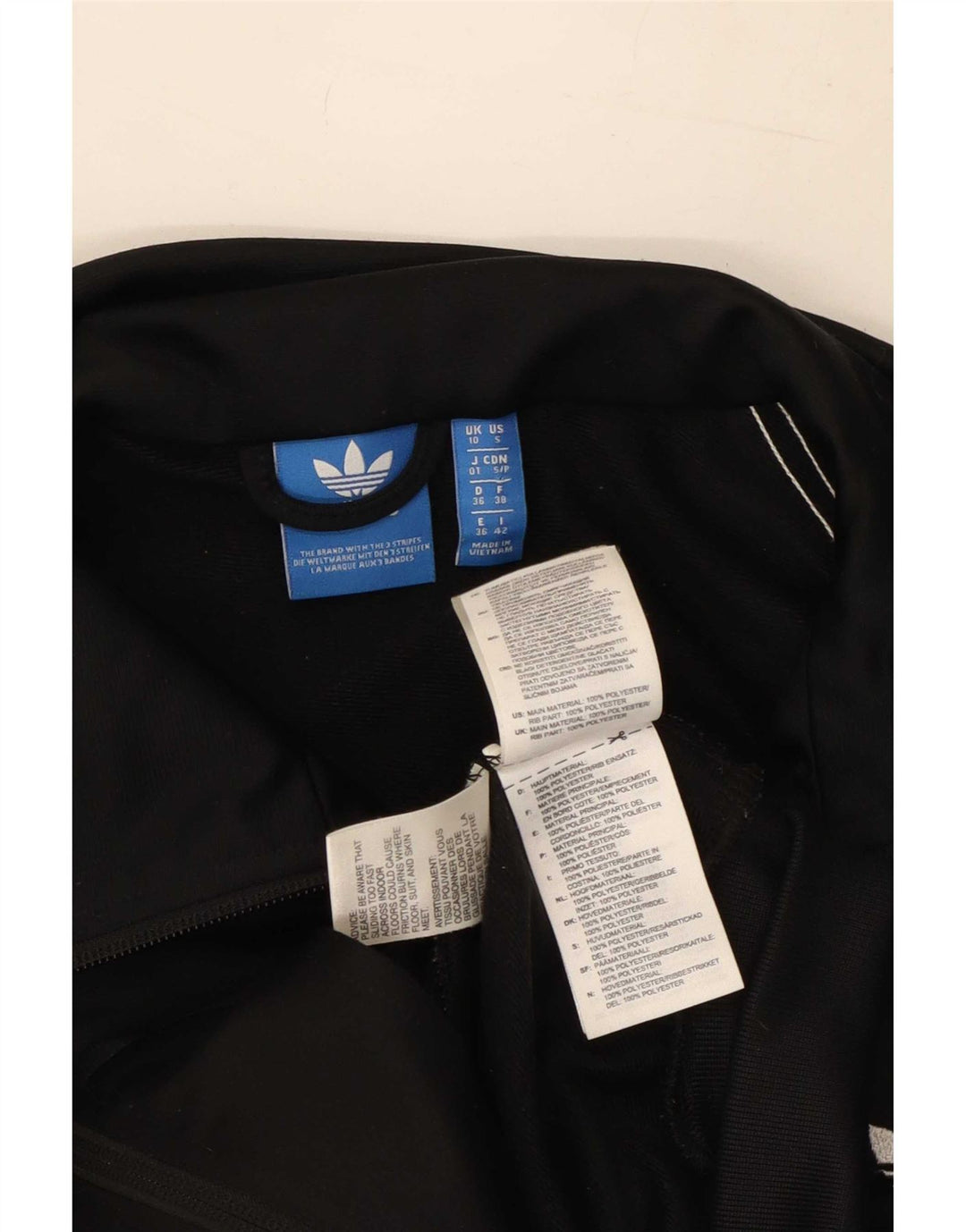 Adidas Womens Graphic Tracksuit Top Jacket UK 10 Small Black Polyester