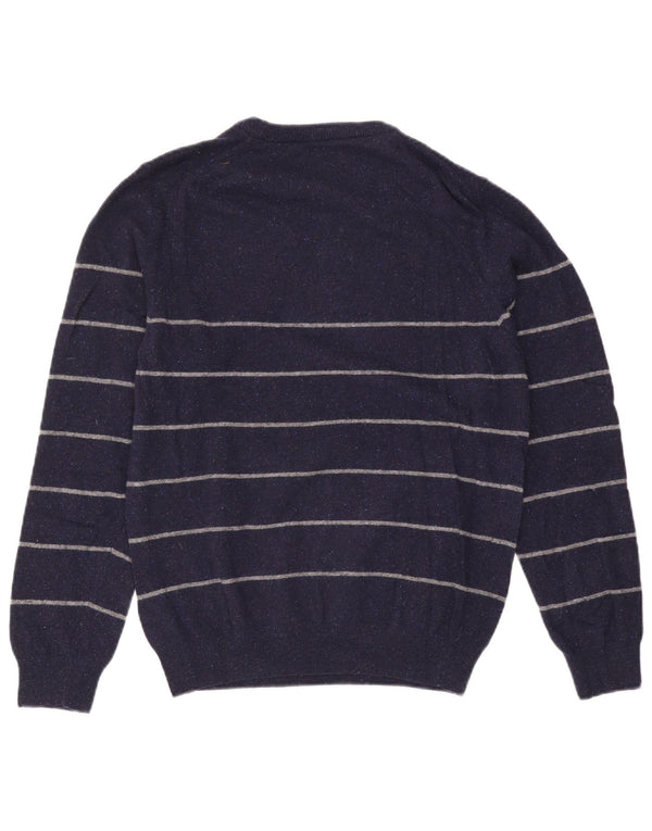 Gant Mens Crew Neck Jumper Sweater Medium Navy Blue Striped Wool