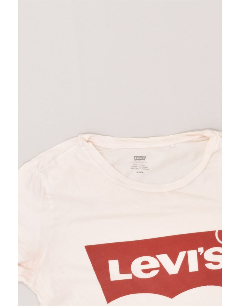 LEVI'S Womens Graphic T-Shirt Top UK 14 Medium White Cotton | Vintage Levi's | Thrift | Second-Hand Levi's | Used Clothing | Messina Hembry 