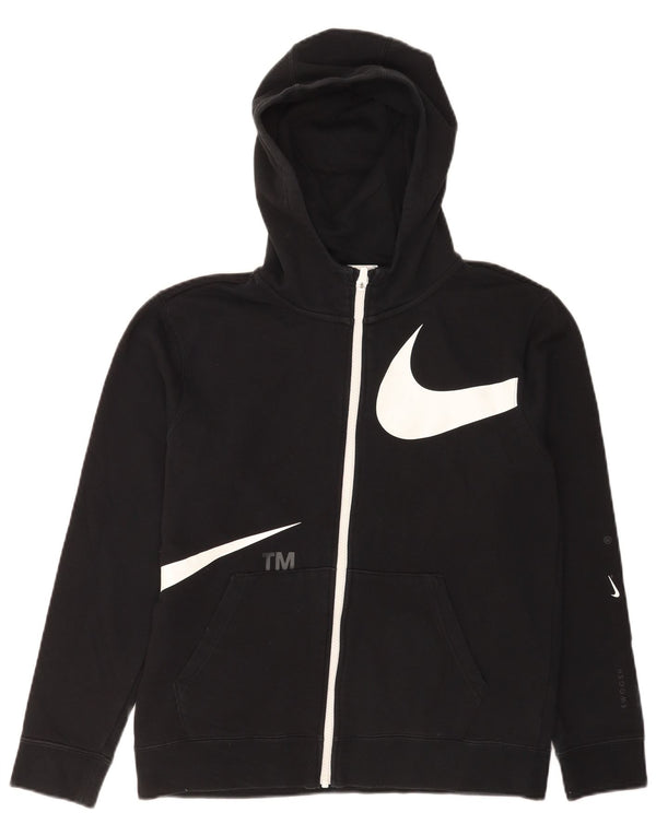Nike Boys Graphic Zip Hoodie Sweater 13-14 Years XL Black Colourblock