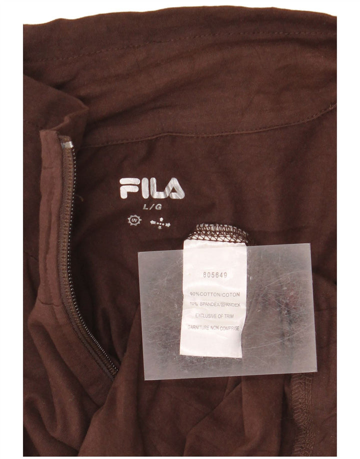 FILA Womens Tracksuit Top Jacket UK 16 Large Brown Cotton