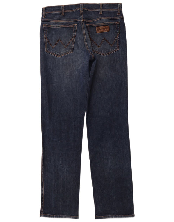 WRANGLER Mens Texas Stretch Straight Jeans W34 L34 Navy Blue Cotton