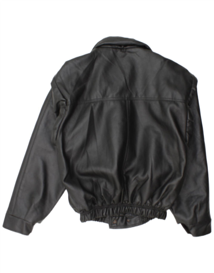 NEW TREND Mens Leather Jacket IT 54 2XL Black Leather