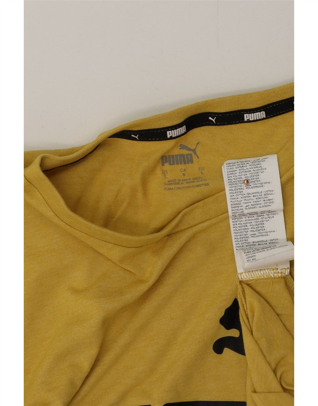 Puma Mens Graphic T-Shirt Top Large Yellow Cotton