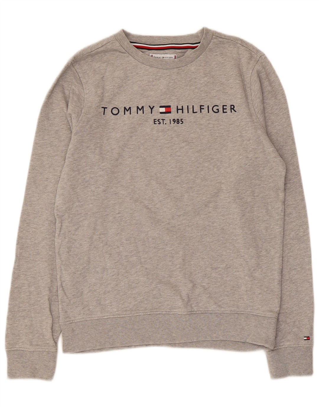 Tommy Hilfiger Boys Graphic Sweatshirt Jumper 11-12 Years Grey Flecked
