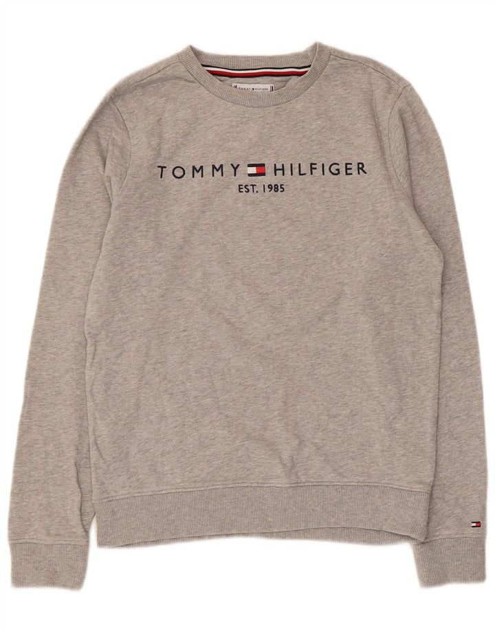 Tommy Hilfiger Boys Graphic Sweatshirt Jumper 11-12 Years Grey Flecked
