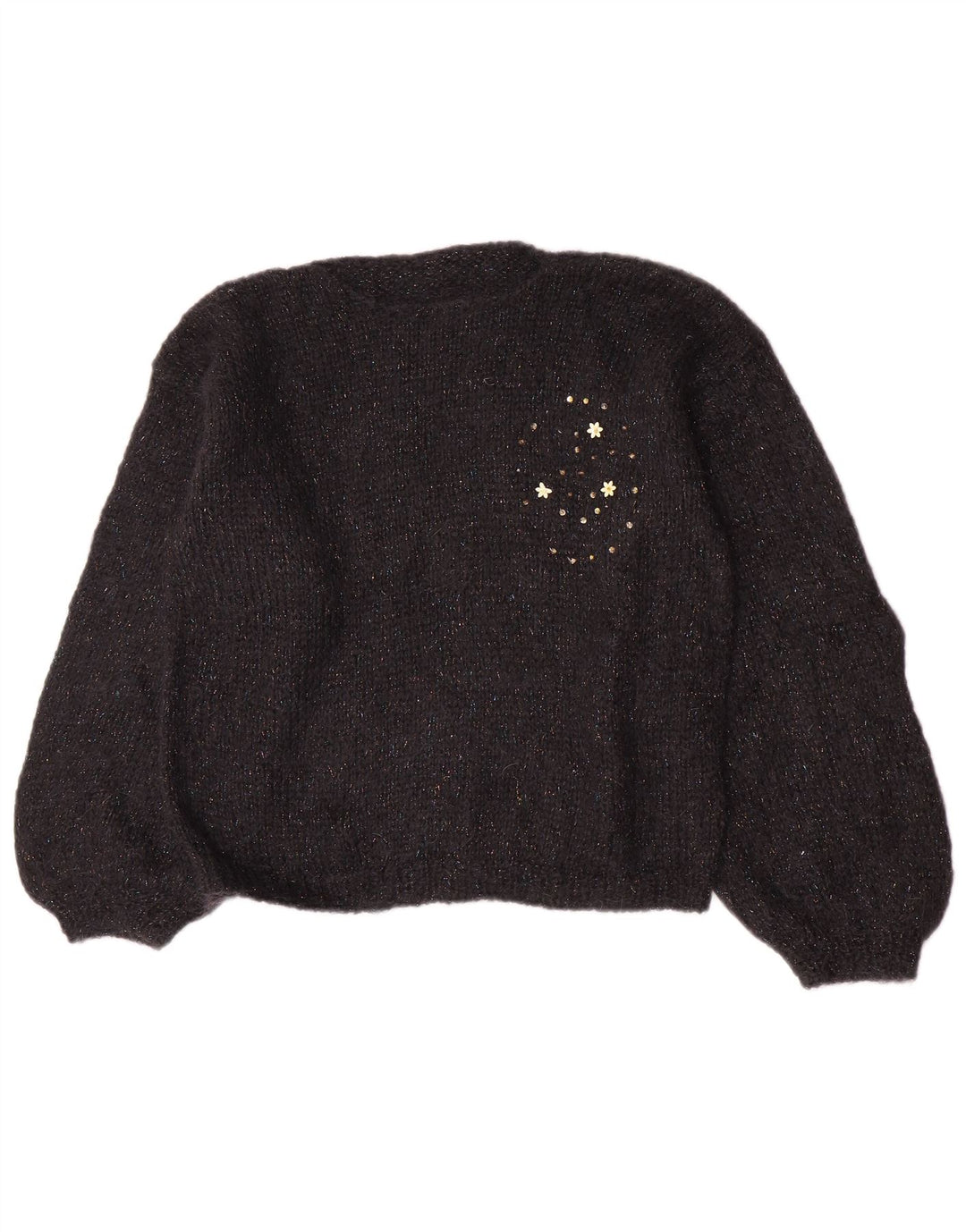 Vintage Womens Boat Neck Jumper Sweater UK 14 Medium Black