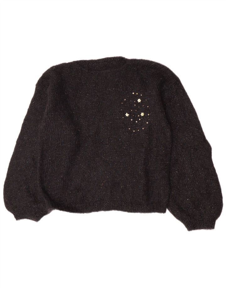 Vintage Womens Boat Neck Jumper Sweater UK 14 Medium Black