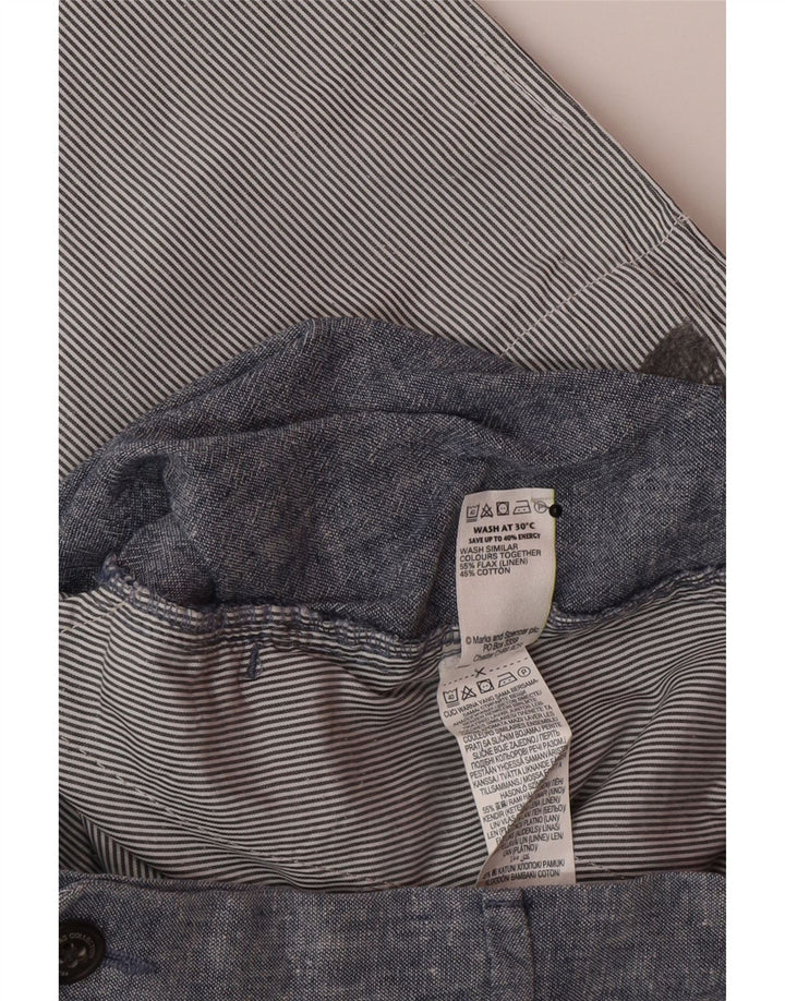 Marks & Spencer Mens Chino Shorts W34 Large Blue Linen